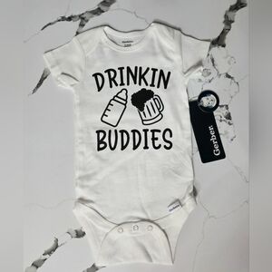 Gerber White Drinkin Buddies Baby Onesie